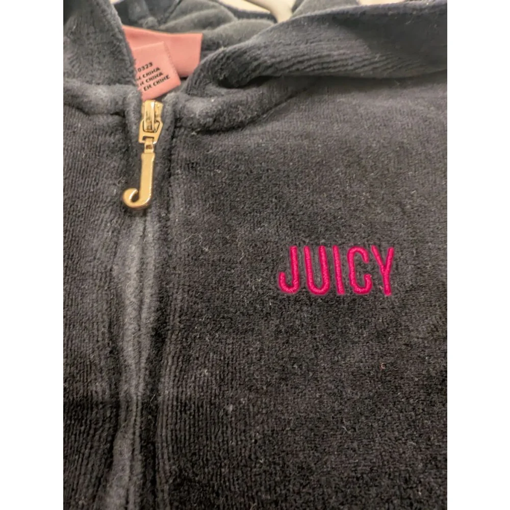 Girls Juicy Couture Black Velour Zip-Up Hoodie 2T with Rhinestones bling